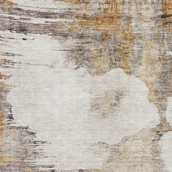 HomeRoots 8' X 10' Abstract Beige Gray Ivory Washable Area Rug - Durable, UV-Protected, Modern Design for Homes 657207