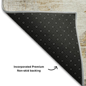 HomeRoots 9' X 12' Beige Gray Ivory Abstract Washable Area Rug - Durable, Stain Resistant, UV Protected Design 657208