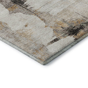 HomeRoots 9' X 12' Beige Gray Ivory Abstract Washable Area Rug - Durable, Stain Resistant, UV Protected Design 657208