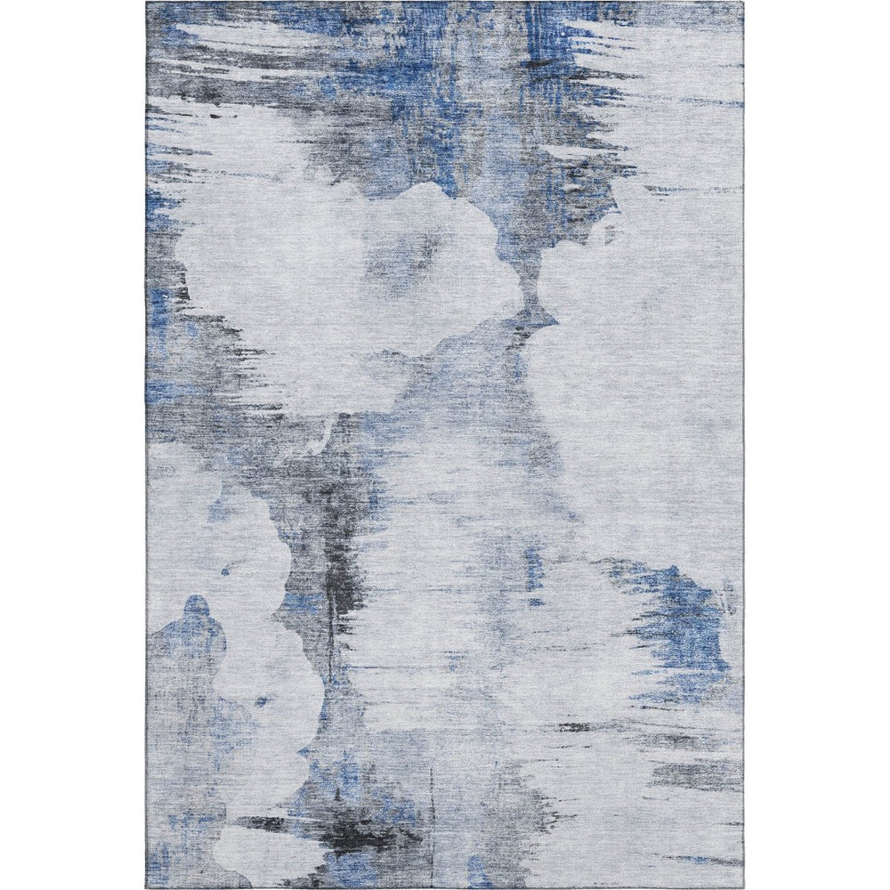 HomeRoots 10' X 14' Washable Blue Gray & Ivory Abstract Area Rug – UV Protected, Durable, Stylish for Any Room 657215