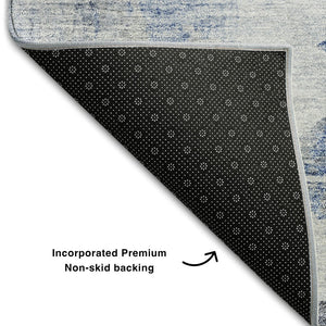 HomeRoots 10' X 14' Washable Blue Gray & Ivory Abstract Area Rug – UV Protected, Durable, Stylish for Any Room 657215