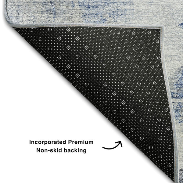 HomeRoots 10' X 14' Washable Blue Gray & Ivory Abstract Area Rug – UV Protected, Durable, Stylish for Any Room 657215