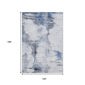 HomeRoots 10' X 14' Washable Blue Gray & Ivory Abstract Area Rug – UV Protected, Durable, Stylish for Any Room 657215