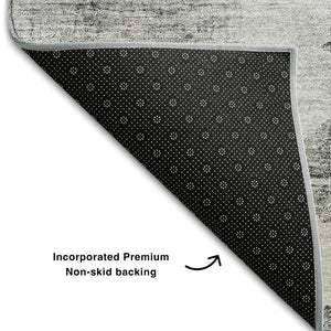 HomeRoots 8' X 10' Gray and Silver Abstract Washable Area Rug - Stain Resistant, UV Protected, Modern Style! 657219