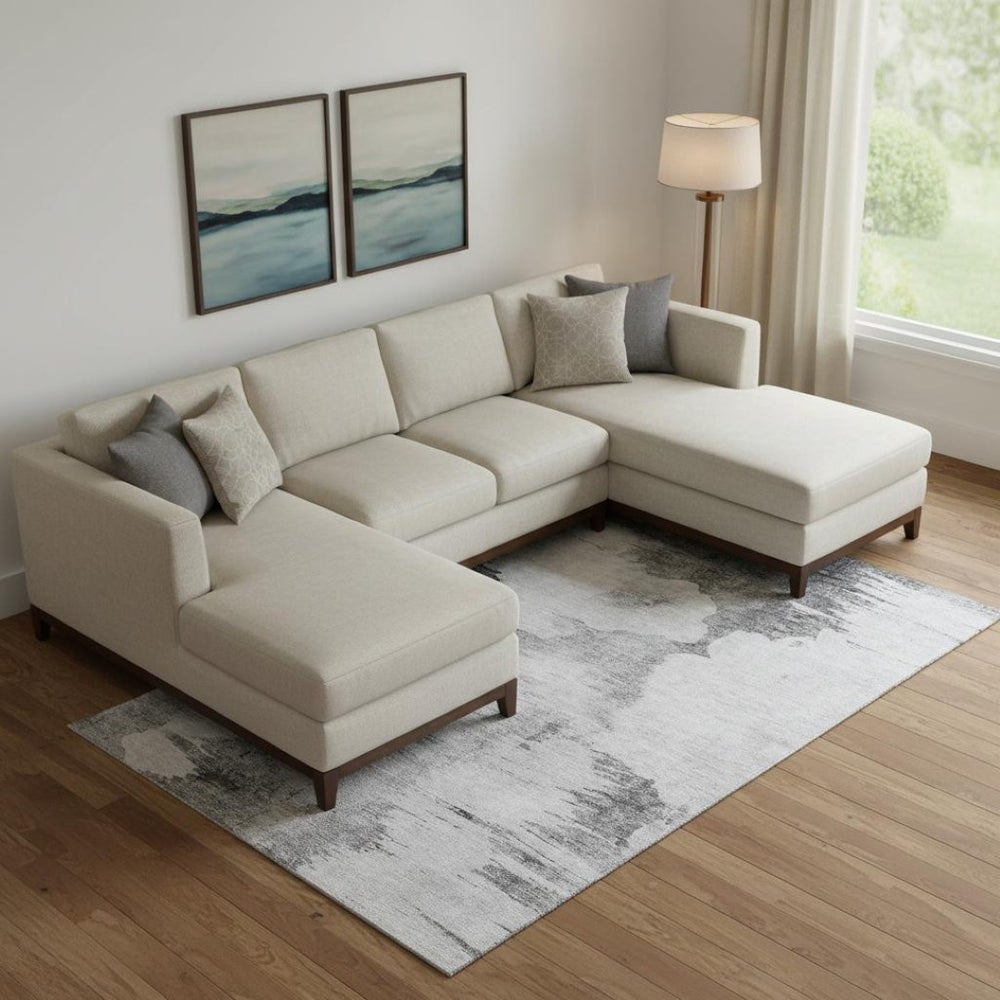 HomeRoots 8' X 10' Gray and Silver Abstract Washable Area Rug - Stain Resistant, UV Protected, Modern Style! 657219