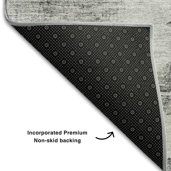 HomeRoots 9' X 12' Gray and Silver Abstract Area Rug - Stylish, Washable, UV-Protected & Stain-Resistant Design 657220