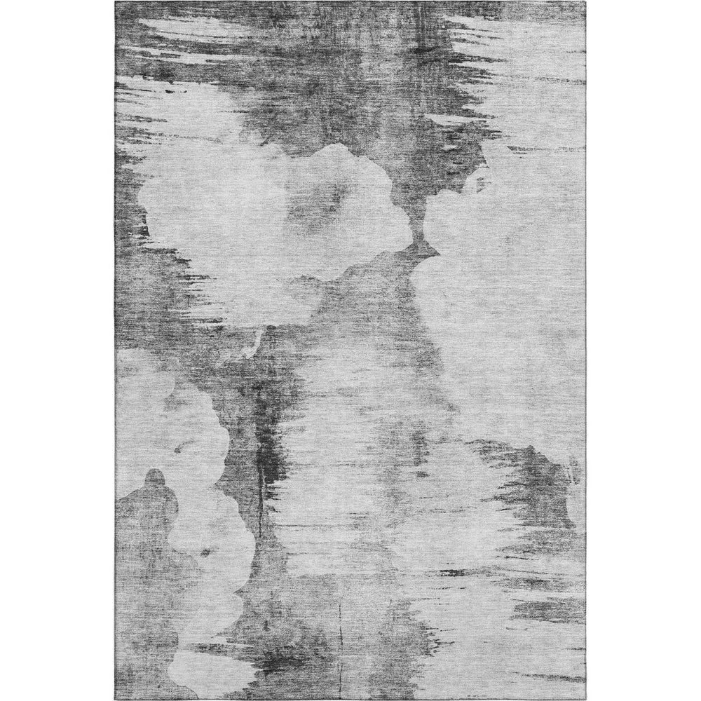 HomeRoots 10' X 14' Gray & Silver Abstract Area Rug – Durable, Washable, UV-Protected Design for Modern Homes 657221
