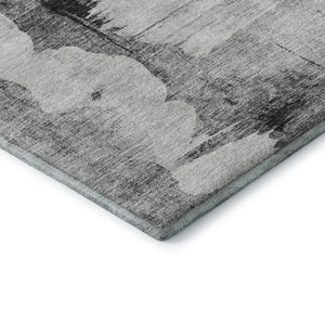 HomeRoots 10' X 14' Gray & Silver Abstract Area Rug – Durable, Washable, UV-Protected Design for Modern Homes 657221