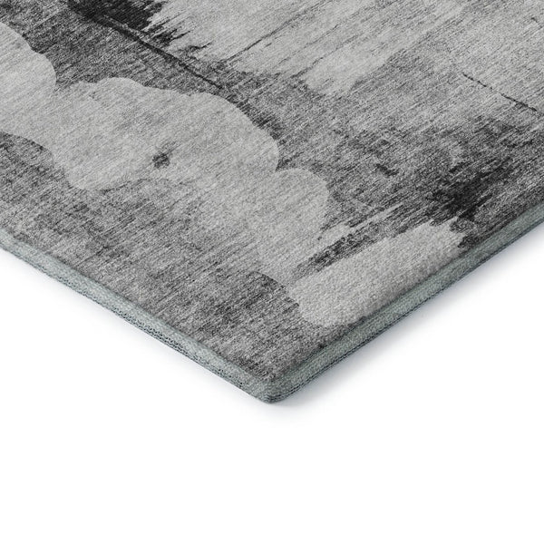 HomeRoots 10' X 14' Gray & Silver Abstract Area Rug – Durable, Washable, UV-Protected Design for Modern Homes 657221