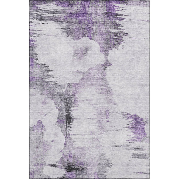 HomeRoots 5' X 8' Washable Abstract Area Rug in Purple, Gray & Ivory - Durable, UV-Protected & Stylish Home Decor 657223