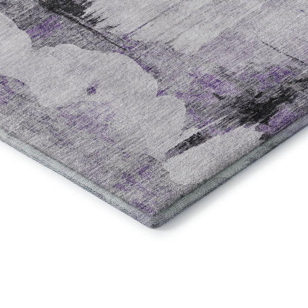 HomeRoots 5' X 8' Washable Abstract Area Rug in Purple, Gray & Ivory - Durable, UV-Protected & Stylish Home Decor 657223