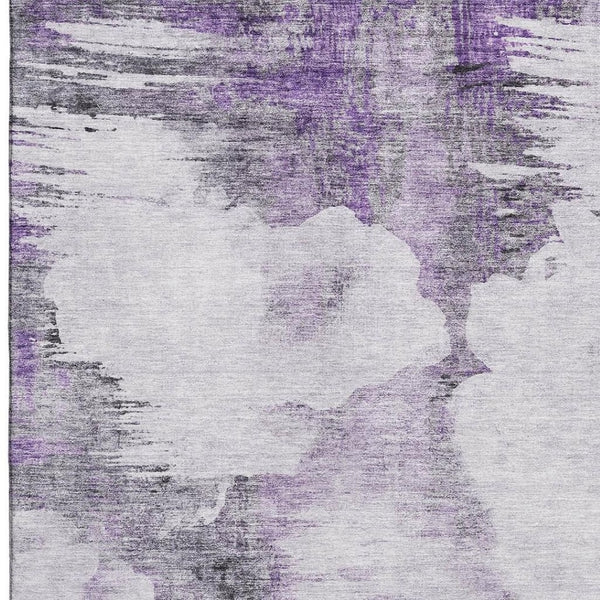 HomeRoots 5' X 8' Washable Abstract Area Rug in Purple, Gray & Ivory - Durable, UV-Protected & Stylish Home Decor 657223
