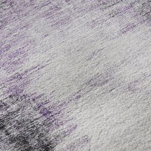 HomeRoots 8' X 10' Abstract Washable Area Rug in Purple, Gray & Ivory – Durable, UV-Protected & Stylish Design! 657225