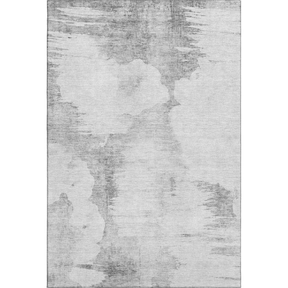 HomeRoots 5' X 8' Silver Gray & Pewter Abstract Area Rug – Washable, UV Protected, Stylish & Durable Design 657229