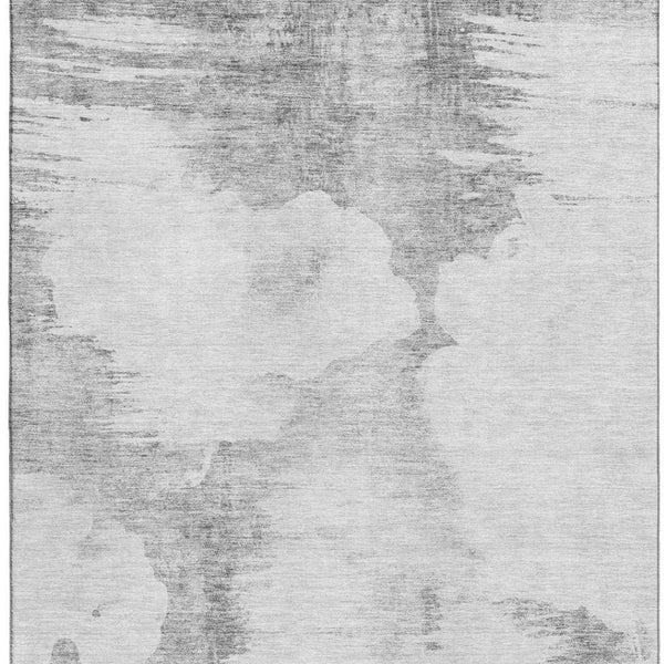 HomeRoots 5' X 8' Silver Gray & Pewter Abstract Area Rug – Washable, UV Protected, Stylish & Durable Design 657229