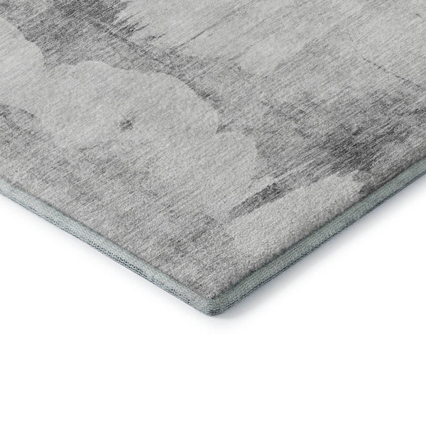 HomeRoots 8' X 10' Abstract Silver Gray & Pewter Area Rug - Washable, UV-Protected, Stain-Resistant Design 657231