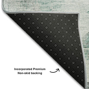 HomeRoots 10' X 14' Stylish Teal Gray Ivory Abstract Washable Rug - Durable, Stain-Resistant & UV Protected! 657239