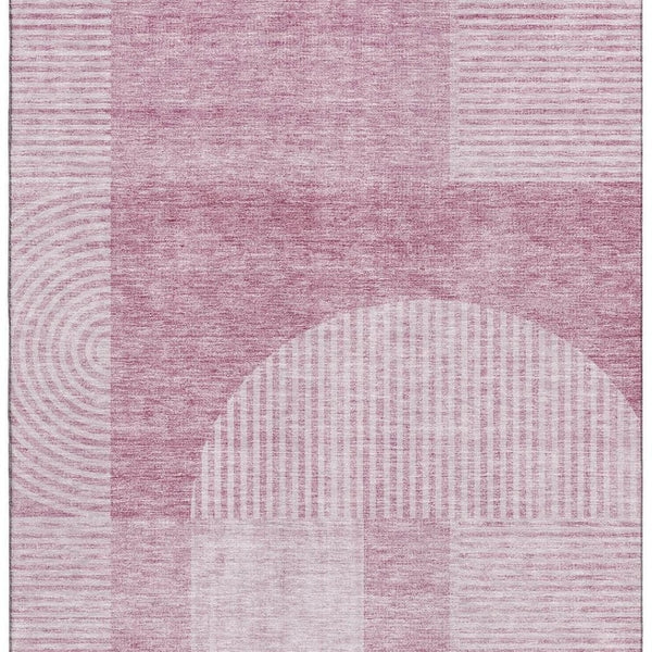 HomeRoots 5' X 8' Blush and Ivory Geometric Area Rug - Washable, UV Protected, Perfect for Modern Spaces 657241