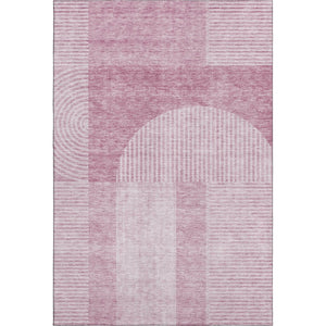 HomeRoots 5' X 8' Blush and Ivory Geometric Area Rug - Washable, UV Protected, Perfect for Modern Spaces 657241
