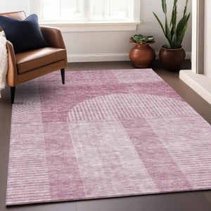 HomeRoots 8' X 10' Blush and Ivory Geometric Area Rug – Stylish, Washable, UV-Protected for Modern Homes 657243