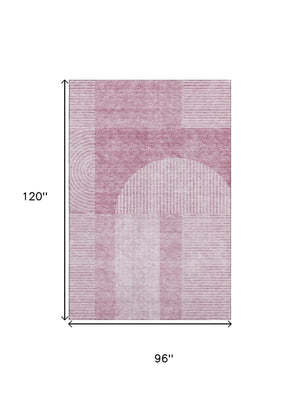 HomeRoots 8' X 10' Blush and Ivory Geometric Area Rug – Stylish, Washable, UV-Protected for Modern Homes 657243