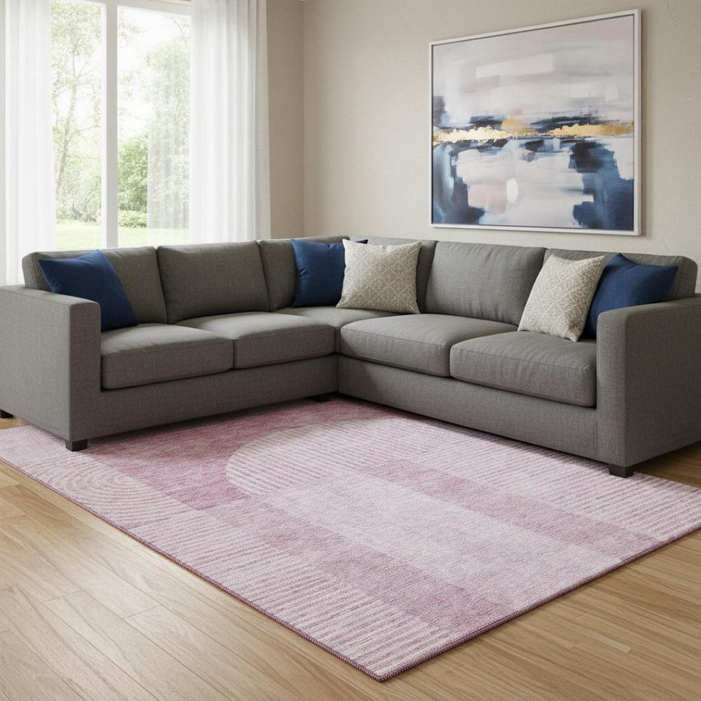 HomeRoots 10' X 14' Blush & Ivory Geometric Washable Area Rug - UV Protected, Durable & Stylish for Any Home 657245