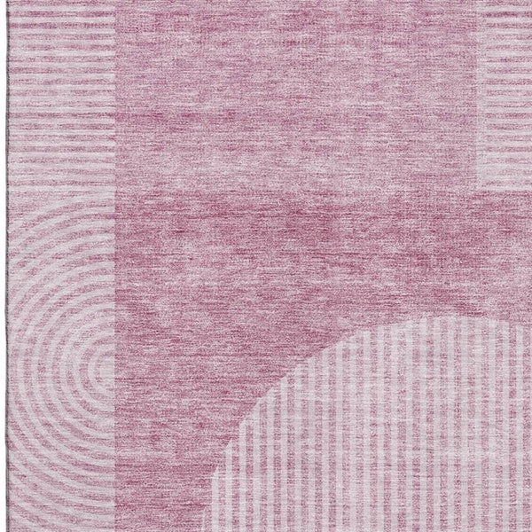 HomeRoots 10' X 14' Blush & Ivory Geometric Washable Area Rug - UV Protected, Durable & Stylish for Any Home 657245