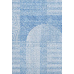 HomeRoots 8' X 10' Blue and Ivory Geometric Area Rug – Stylish, Washable, UV-Protected for High-Traffic Spaces 657249