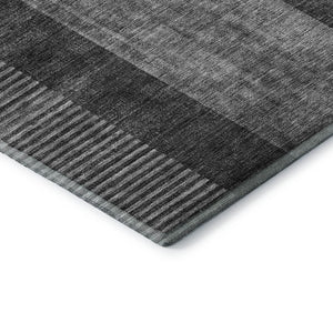 HomeRoots 5' X 8' Charcoal Ivory Geometric Area Rug - Washable, Stain-Resistant, UV Protected for Everyday Living 657253