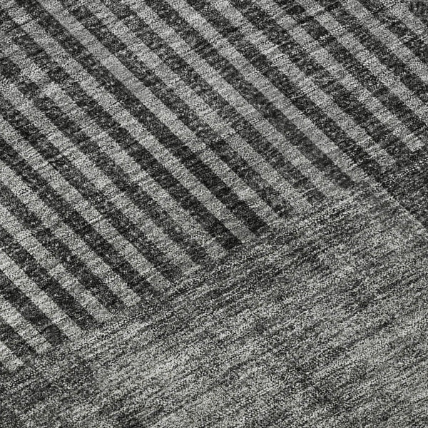 HomeRoots 8' X 10' Charcoal & Ivory Geometric Washable Area Rug - Durable, Stain-Resistant, UV Protected Design 657255