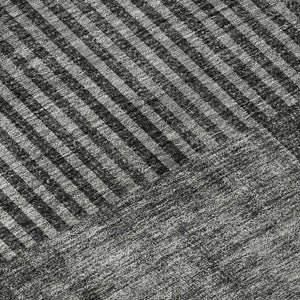 HomeRoots 9' X 12' Charcoal & Ivory Geometric Area Rug - Washable, Stain-Resistant, UV Protected for Homes 657256