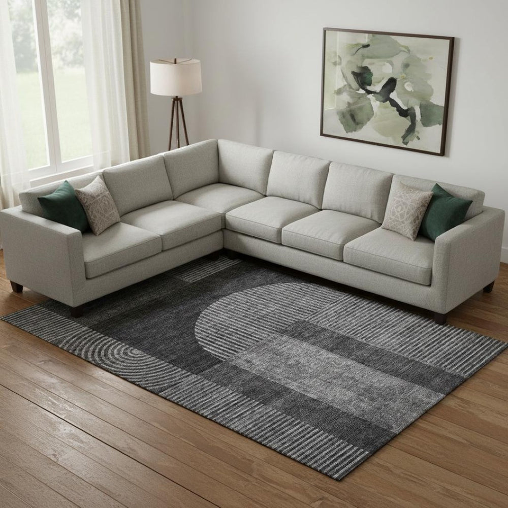 HomeRoots 10' X 14' Charcoal & Ivory Geometric Area Rug - Washable, UV-Protected, Durable & Stylish Design! 657257