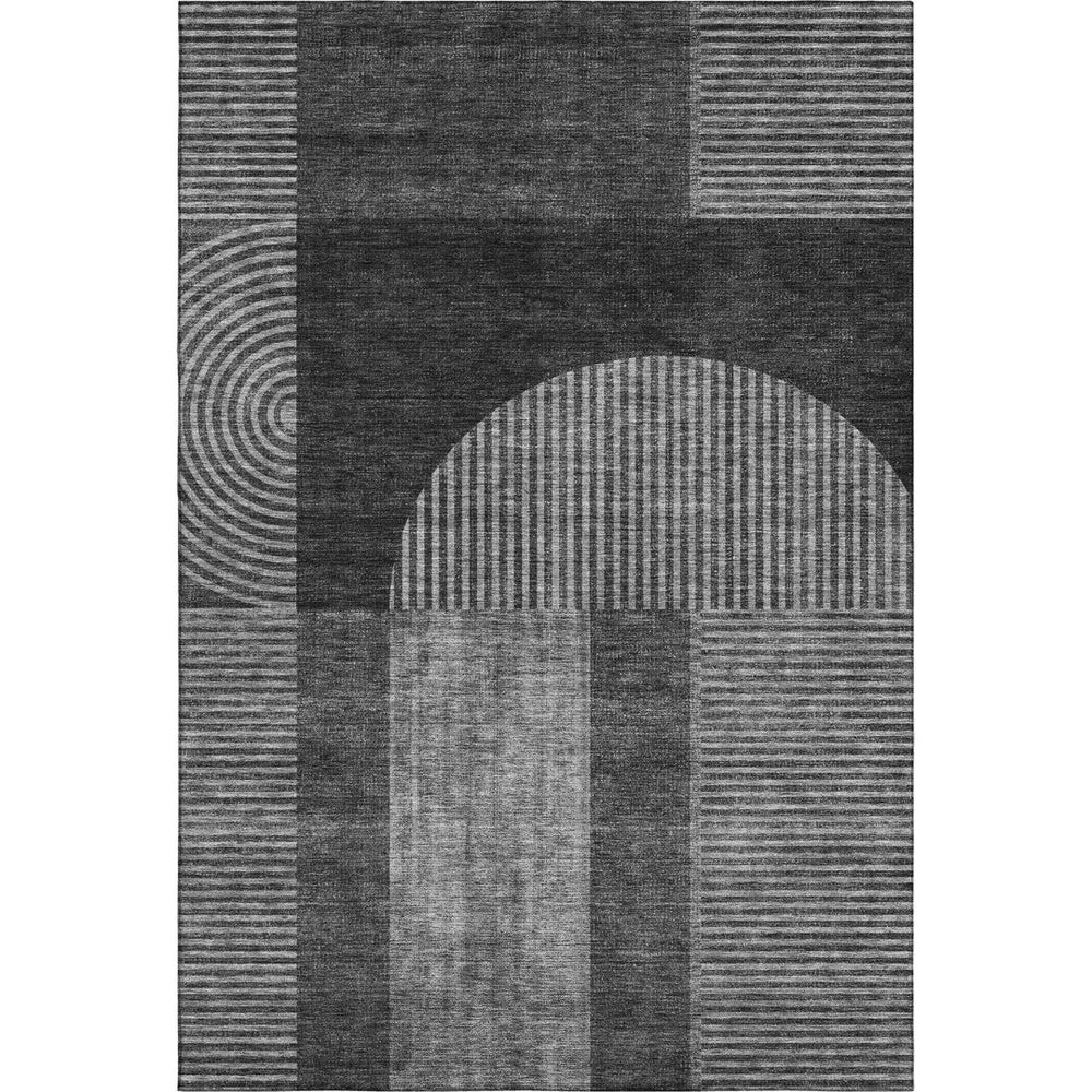 HomeRoots 10' X 14' Charcoal & Ivory Geometric Area Rug - Washable, UV-Protected, Durable & Stylish Design! 657257