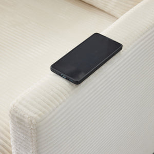 English Elm 54" Plush Cloud Sofa Modular Single with Ottoman, Beige Corduroy, High-Resilience Foam, Space-Saving Comfort W1829P324892