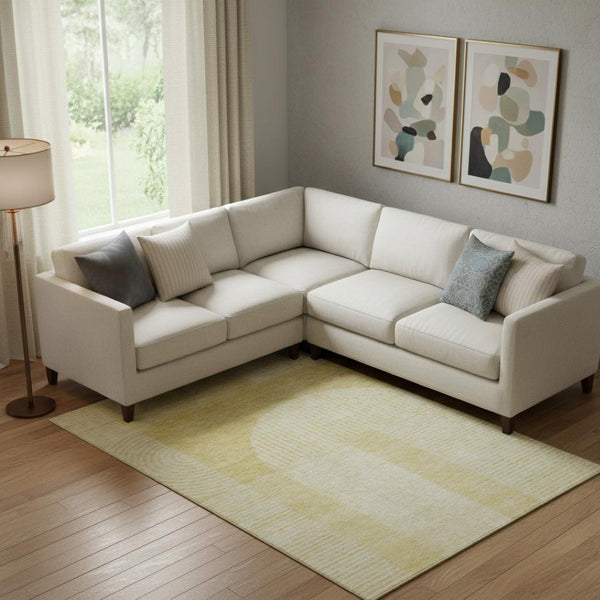 HomeRoots 8' X 10' Gold and Ivory Geometric Area Rug - Washable, UV Protected, Stain Resistant for Easy Care 657261