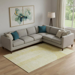 HomeRoots 10' X 14' Gold and Ivory Geometric Area Rug - Stylish, Washable, UV Protected for High-Traffic Spaces 657263