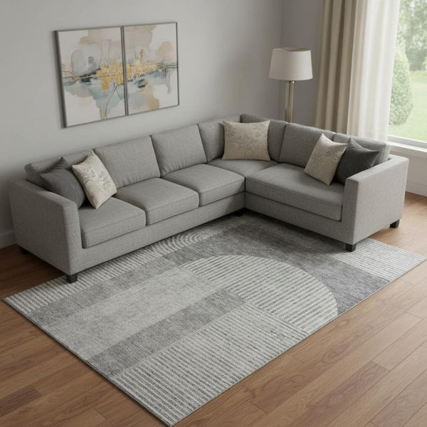 HomeRoots 9' X 12' Gray and Ivory Geometric Area Rug – Washable, Stain-Resistant, UV Protected for Easy Care! 657268