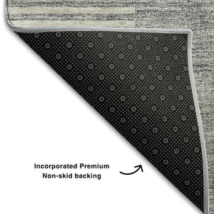 HomeRoots 9' X 12' Gray and Ivory Geometric Area Rug – Washable, Stain-Resistant, UV Protected for Easy Care! 657268