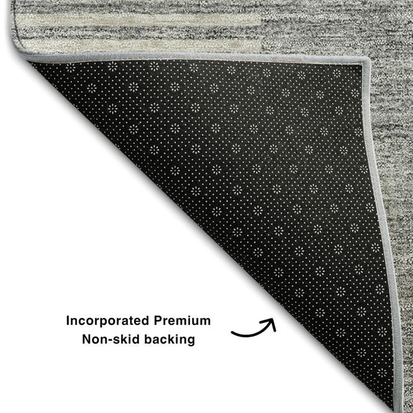 HomeRoots 9' X 12' Gray and Ivory Geometric Area Rug – Washable, Stain-Resistant, UV Protected for Easy Care! 657268