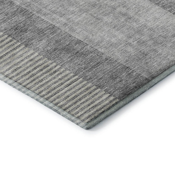 HomeRoots 9' X 12' Gray and Ivory Geometric Area Rug – Washable, Stain-Resistant, UV Protected for Easy Care! 657268