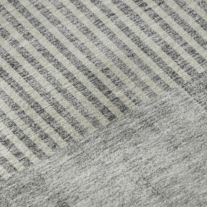 HomeRoots 9' X 12' Gray and Ivory Geometric Area Rug – Washable, Stain-Resistant, UV Protected for Easy Care! 657268