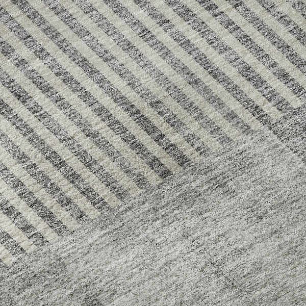 HomeRoots 9' X 12' Gray and Ivory Geometric Area Rug – Washable, Stain-Resistant, UV Protected for Easy Care! 657268