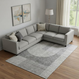 HomeRoots 10' Gray and Ivory Geometric Area Rug - Washable, Stain-Resistant, UV-Protected for High-Traffic Areas 657269