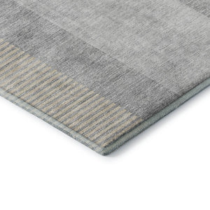 HomeRoots 5' X 8' Geometric Washable Area Rug in Silver & Gray - Durable, UV-Protected, Easy-Care Design! 657277