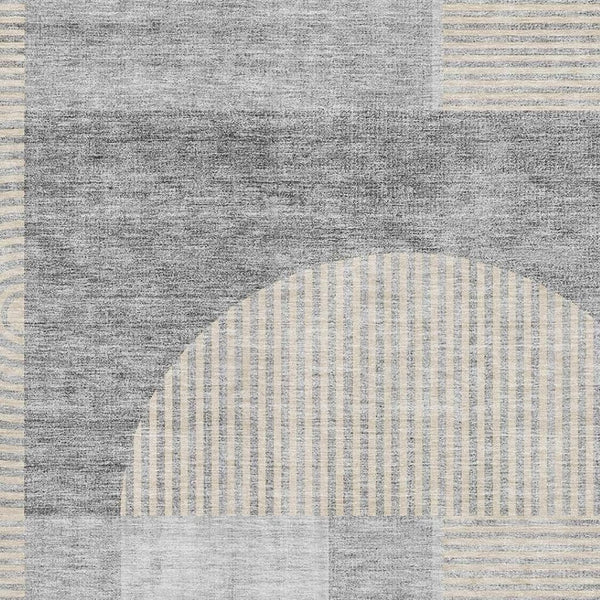 HomeRoots 8' X 10' Modern Silver and Gray Geometric Washable Area Rug with UV Protection for High-Traffic Spaces 657279