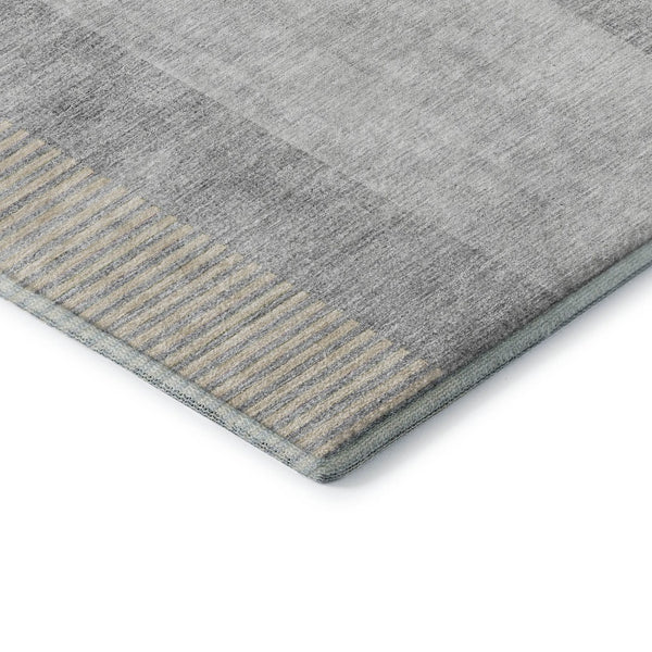 HomeRoots 8' X 10' Modern Silver and Gray Geometric Washable Area Rug with UV Protection for High-Traffic Spaces 657279
