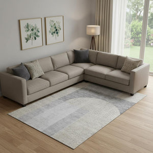 HomeRoots 8' X 10' Modern Silver and Gray Geometric Washable Area Rug with UV Protection for High-Traffic Spaces 657279