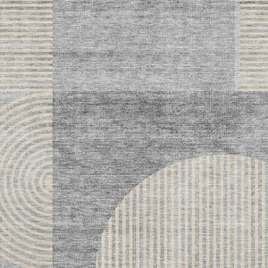 HomeRoots 9' X 12' Silver and Gray Geometric Area Rug - Washable, UV Protected, Perfect for Busy Spaces! 657280