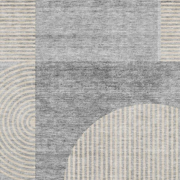 HomeRoots 9' X 12' Silver and Gray Geometric Area Rug - Washable, UV Protected, Perfect for Busy Spaces! 657280