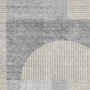 HomeRoots 10' Silver and Gray Geometric Washable Area Rug with UV Protection - Modern, Durable, Easy-Care Design 657281